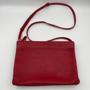 Celine trio crossbody leather messenger handbag in red size large